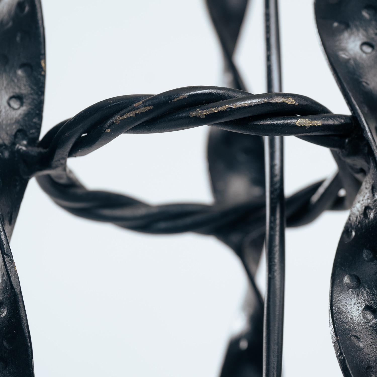 Lampadaire Art déco en fer forgé et verre, années 1930 en vente 6