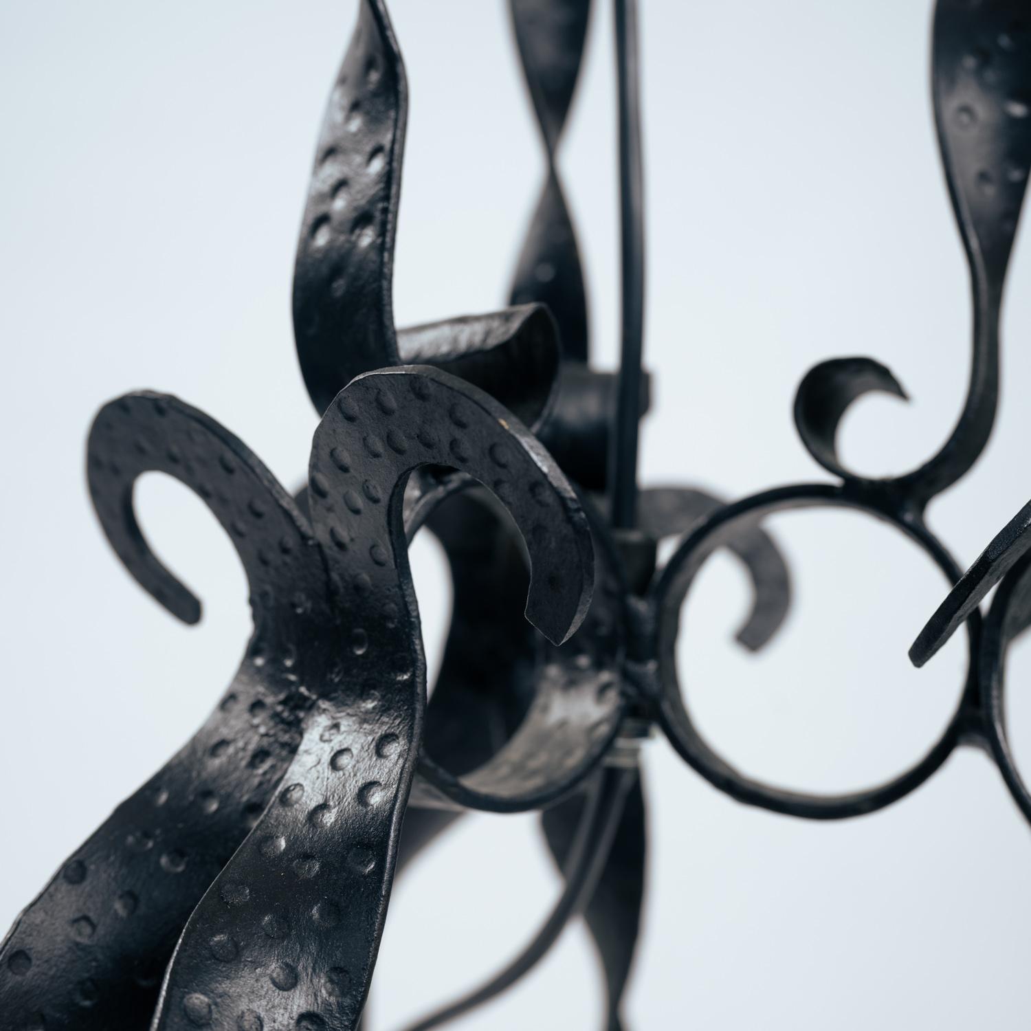 Lampadaire Art déco en fer forgé et verre, années 1930 en vente 2