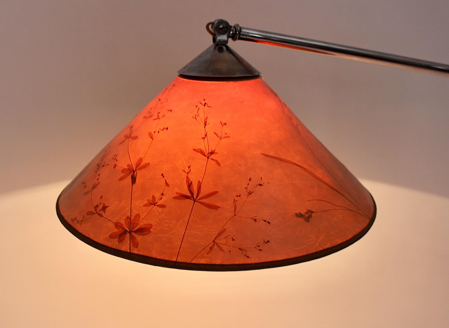 Lampadaire Art déco Kaspar & Sic en laiton nickelé avec abat-jour en papier Vienne 1932 en vente 5