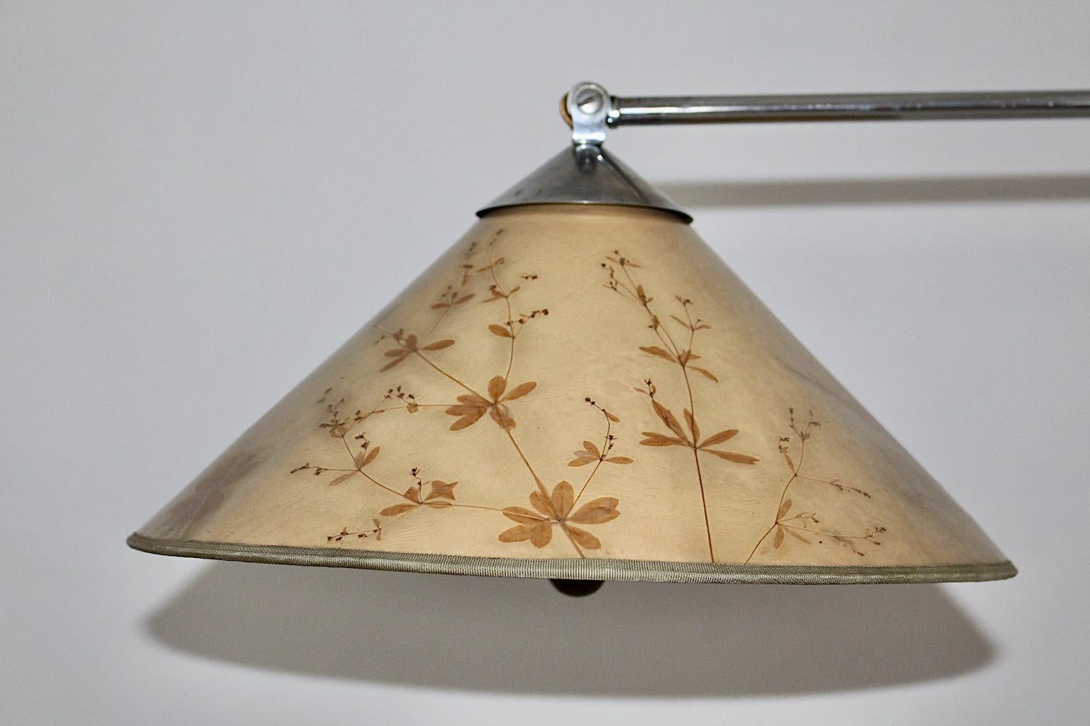 Art Deco Floor Lamp Kaspar & Sic Nickel Plated Brass Paper Shade Vienna 1932 For Sale 11