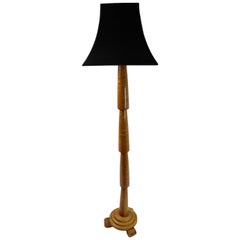 Art Deco Floor Lamp of Blonde Maple