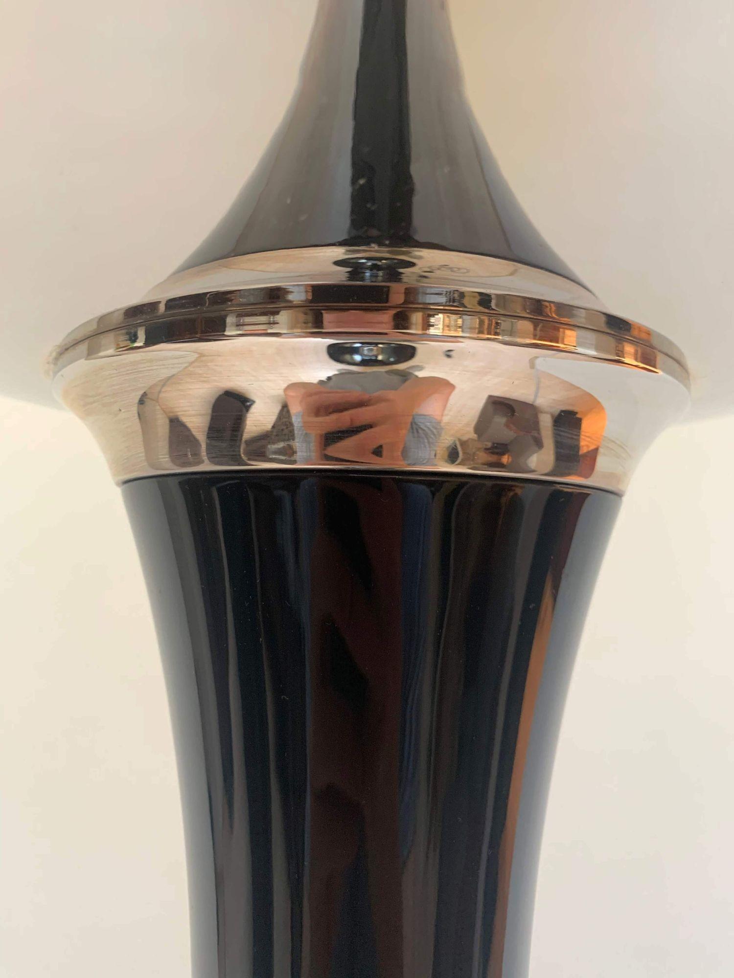 Lampadaire Art Déco, nickel poli, laque noire, Wood Wood en vente 1