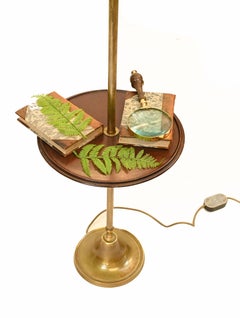 Art Deco Floor Lamp Side Table Brass Reading Stand 1930