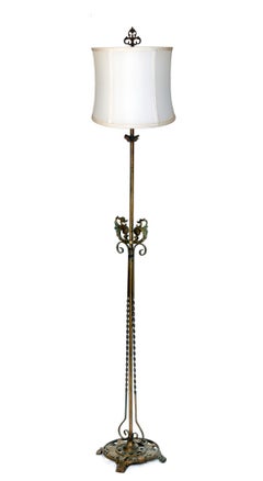 Art Deco Floor Lamp/Silk Shade