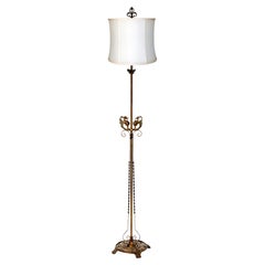 Art Deco Floor Lamp/Silk Shade