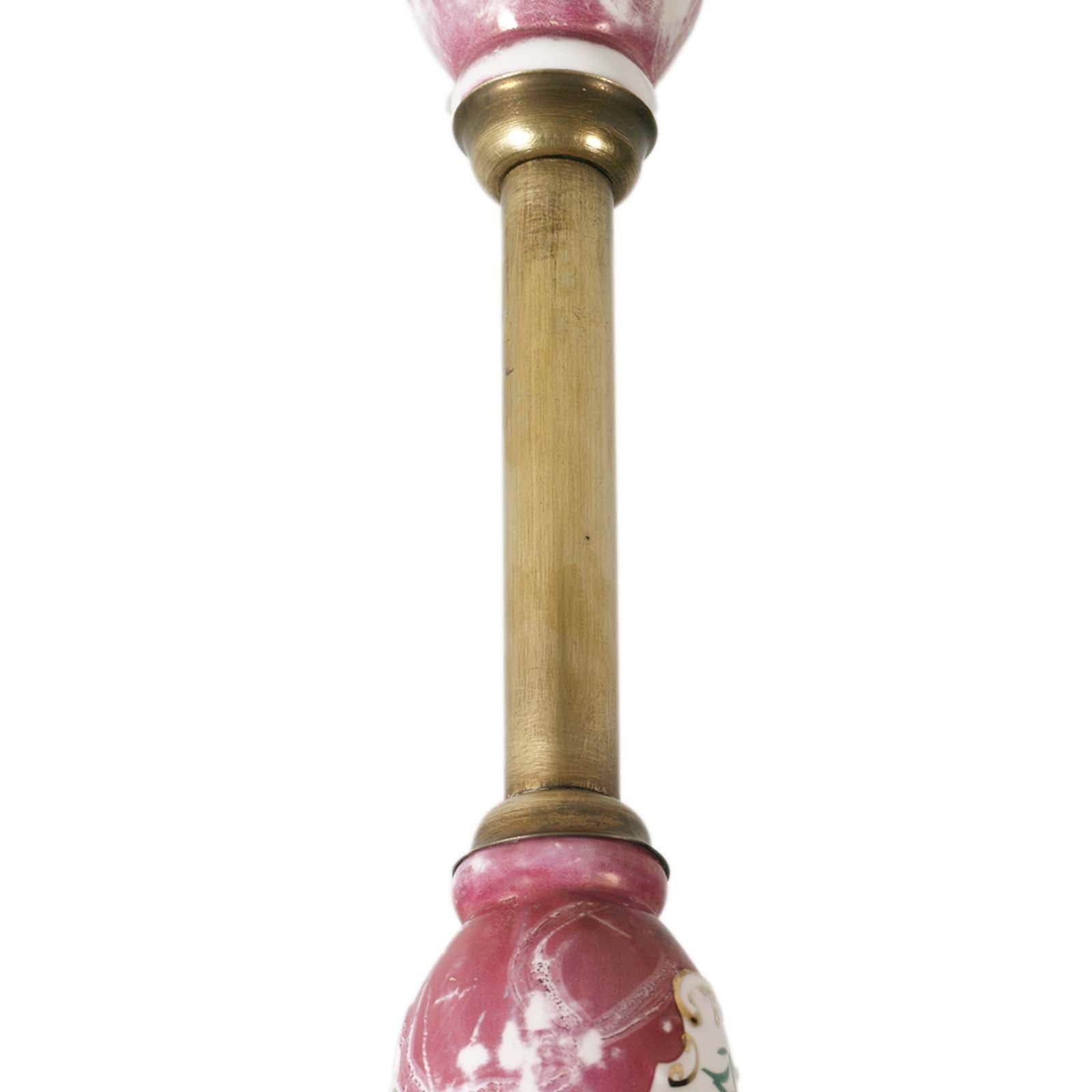 Italian Art Deco Floor Lamp with Gilt Brass Stem with Inserts Richard Ginori Porcelain For Sale