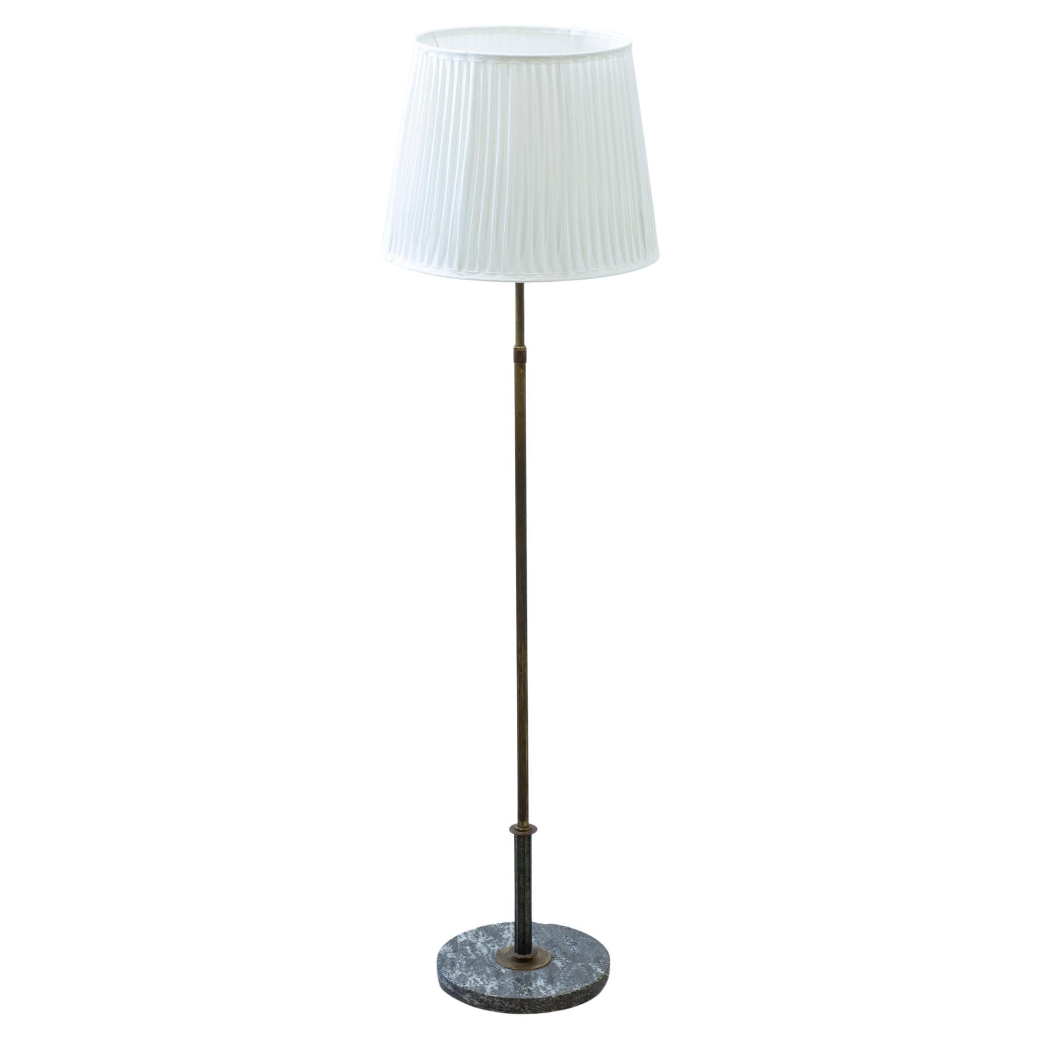 Art Deco floor lamp with marble, bronze and brass. Swedish 1930-40s
