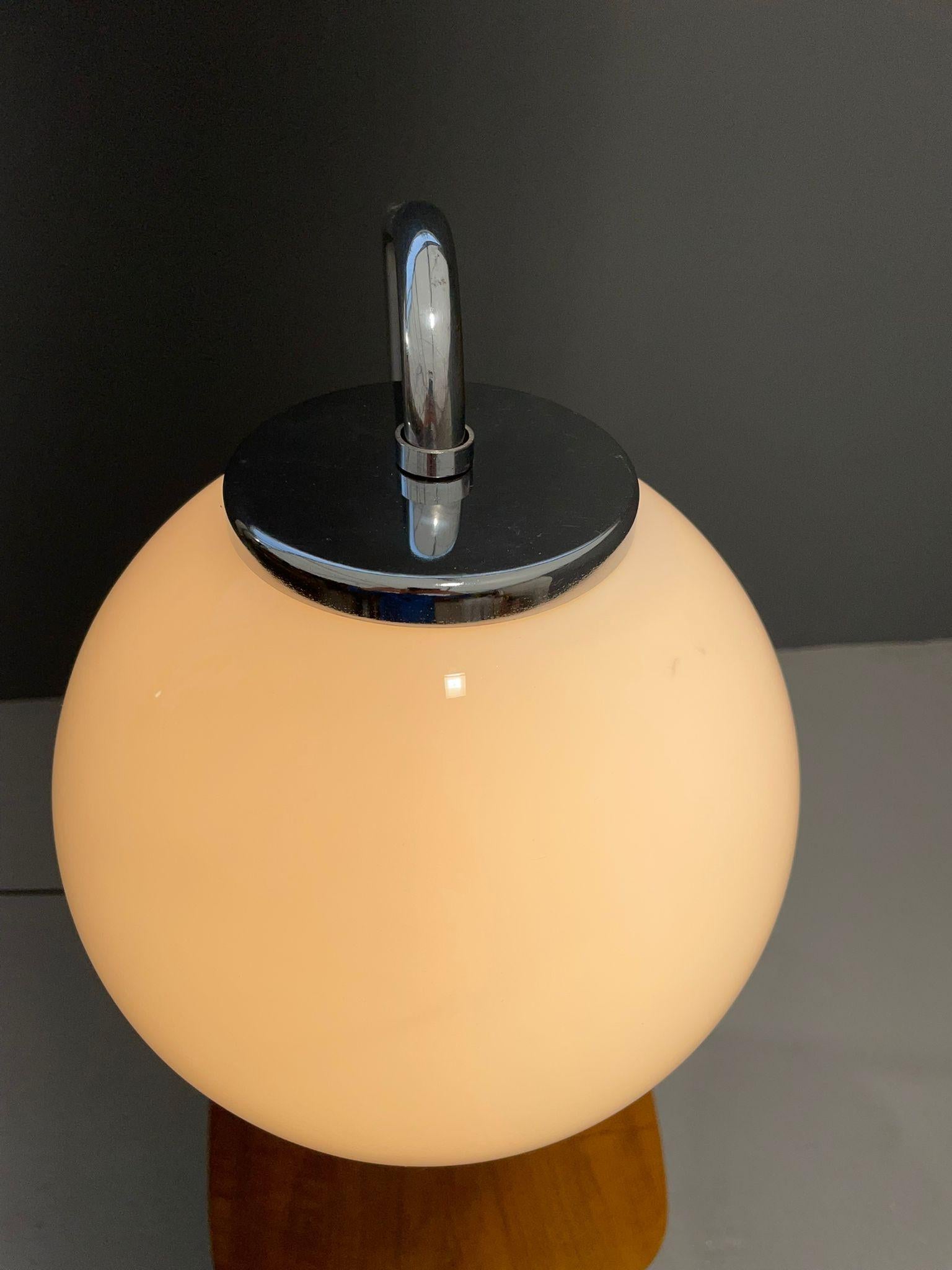 Art Deco Floor Lamp with Milk Glass and Side Table, Thonet, 1950s – Czechoslovak For Sale 8