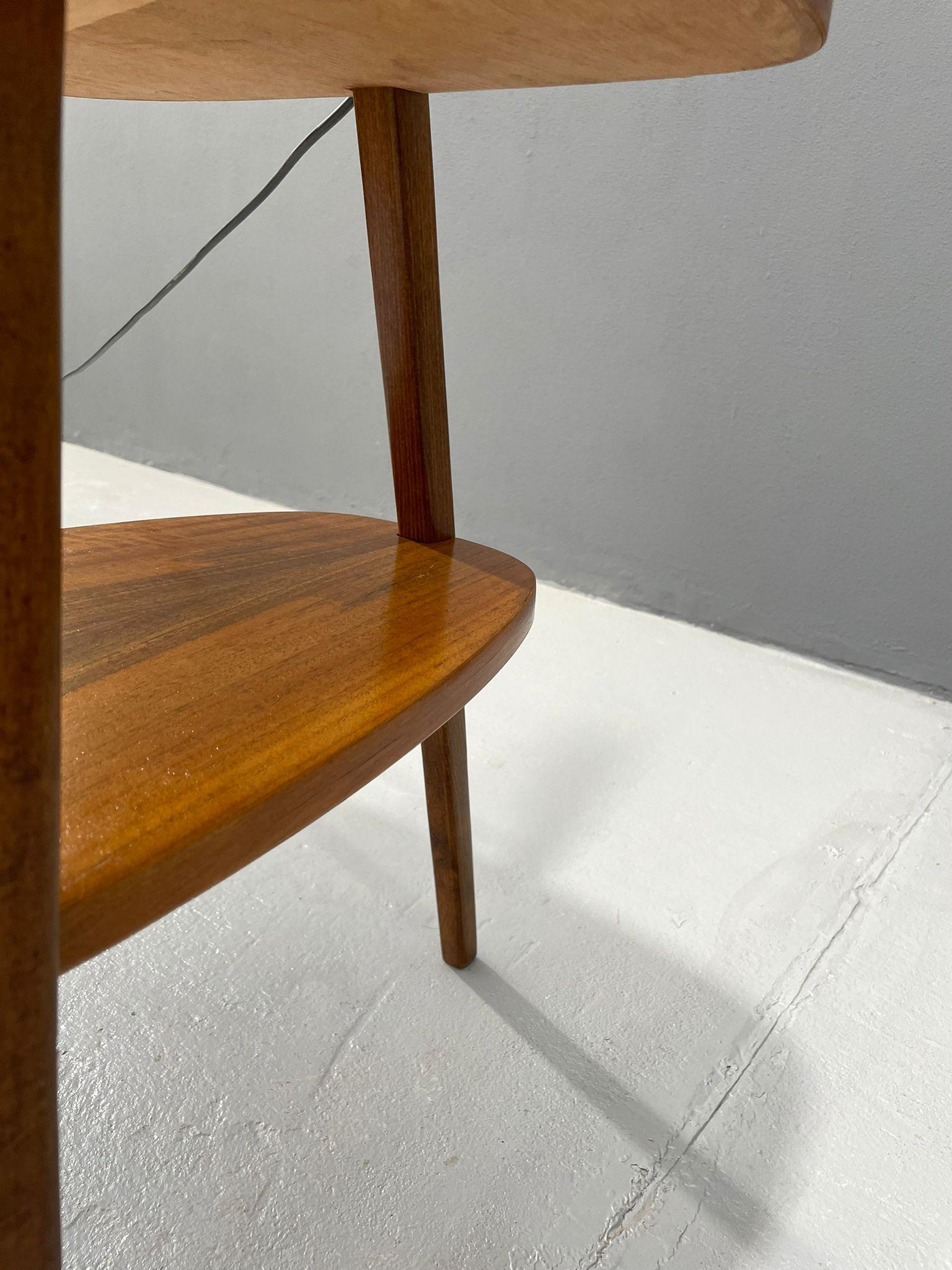 Art Deco Floor Lamp with Milk Glass and Side Table, Thonet, 1950s – Czechoslovak For Sale 9