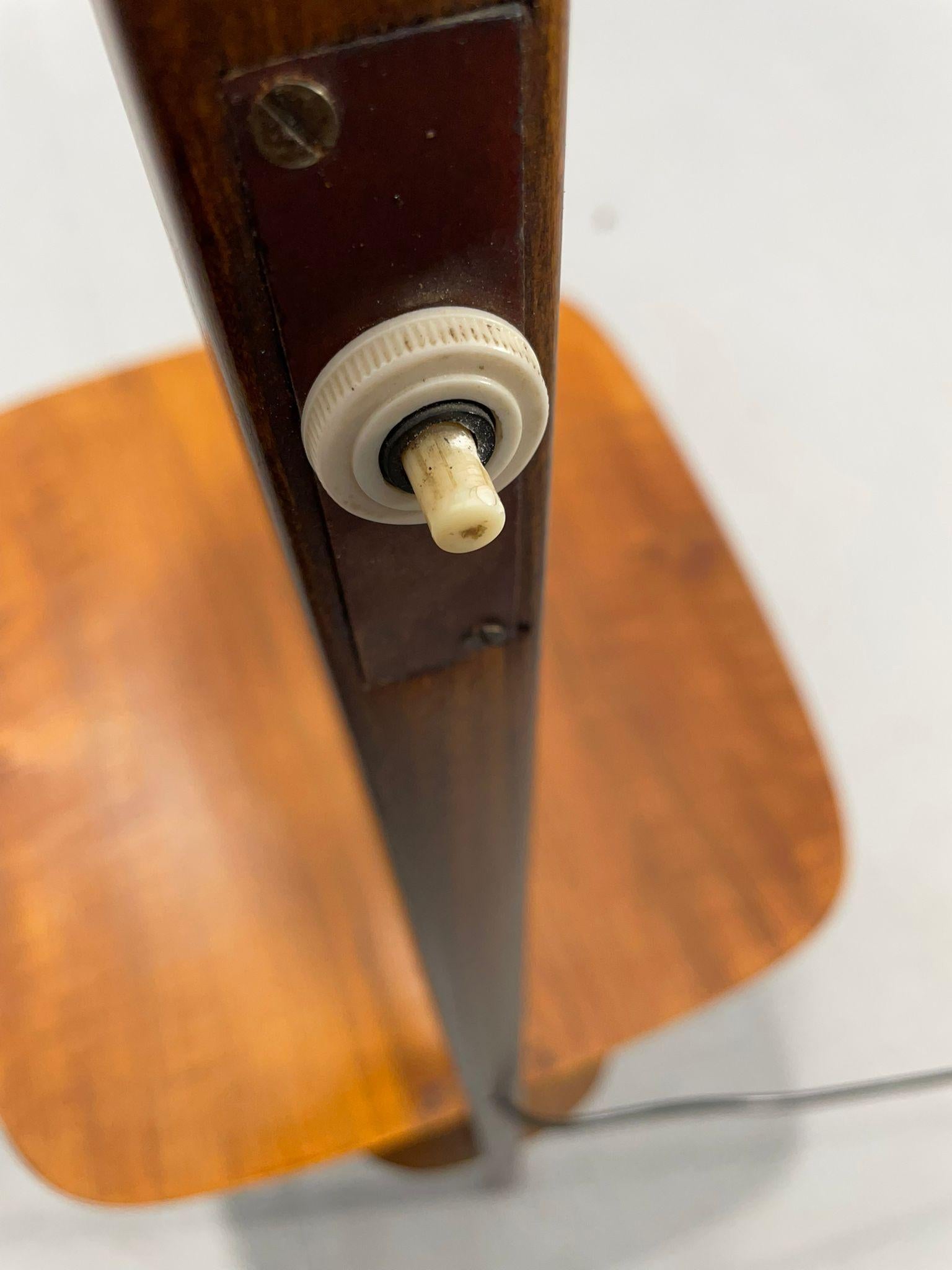 Art Deco Floor Lamp with Milk Glass and Side Table, Thonet, 1950s – Czechoslovak For Sale 11