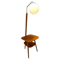 Art Deco Stehleuchte mit Milchglas und Beistelltisch, Thonet, 1950er Jahre - Tschechoslowakei