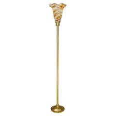 Art deco Floor lamp with original art deco glass shade vienna around 1920s