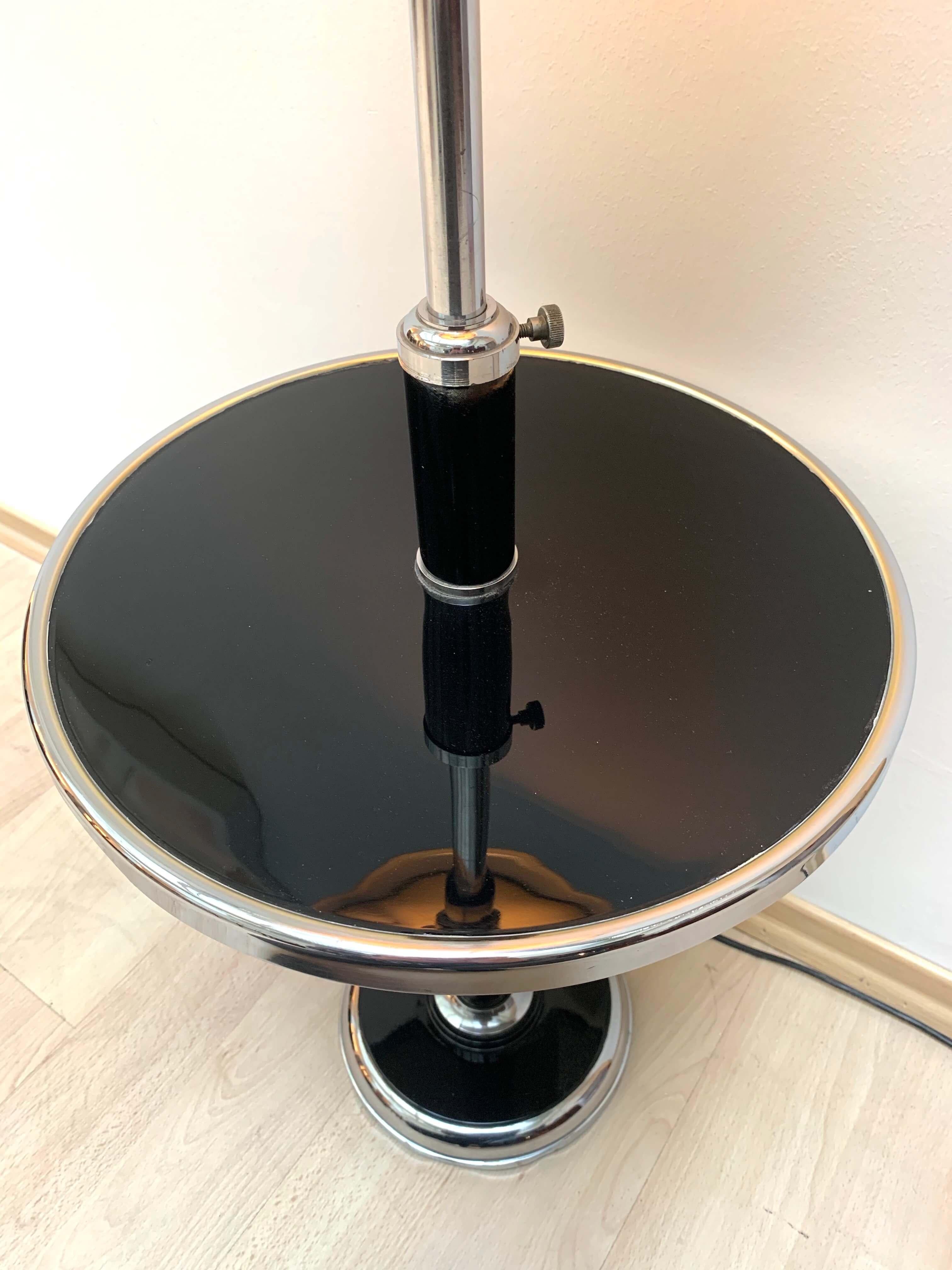 Art Deco Floor Lamp by Georges Halais, Chrome, Black Lacquer, France, circa 1930 3
