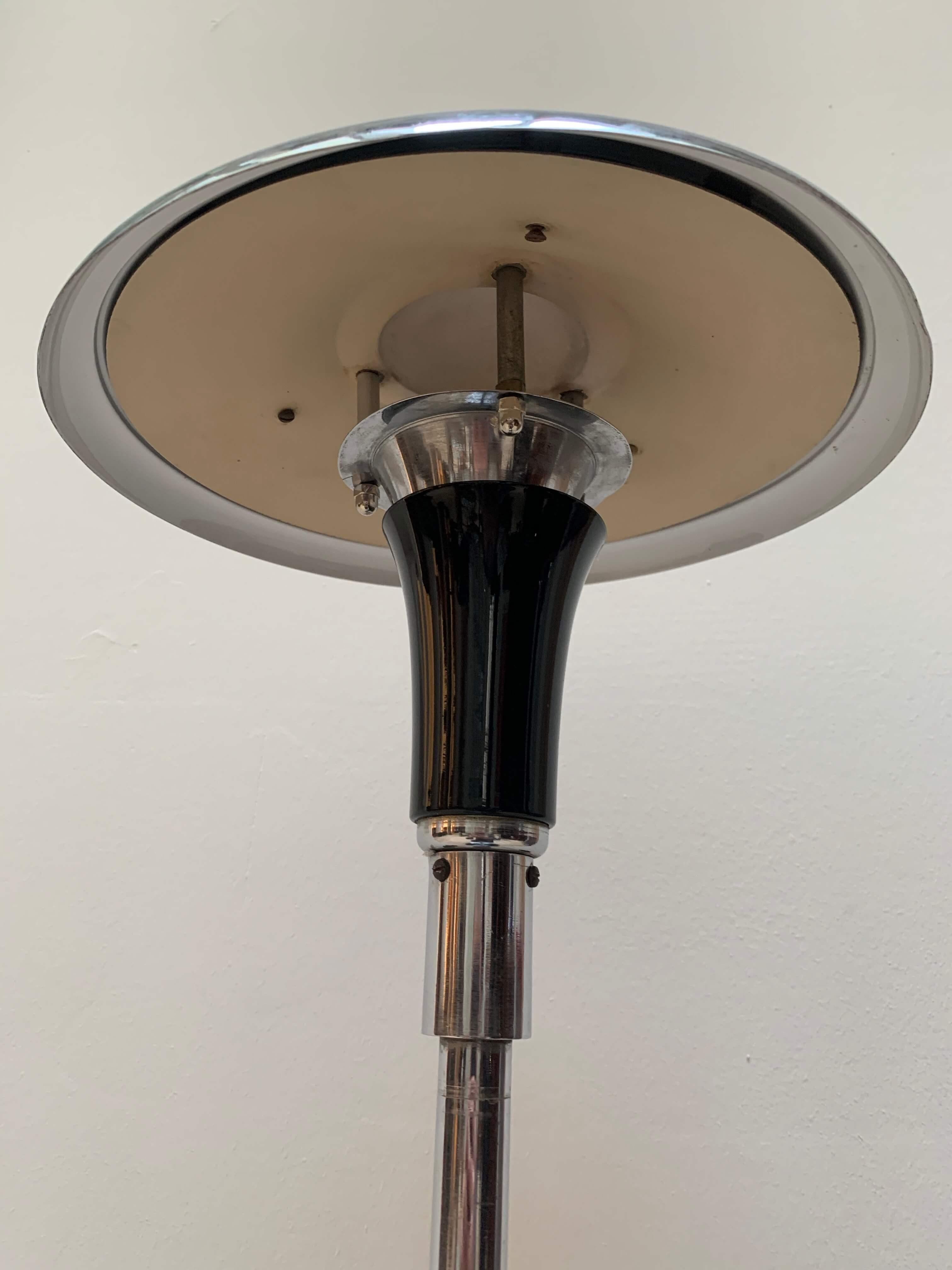 Art Deco Floor Lamp by Georges Halais, Chrome, Black Lacquer, France, circa 1930 5