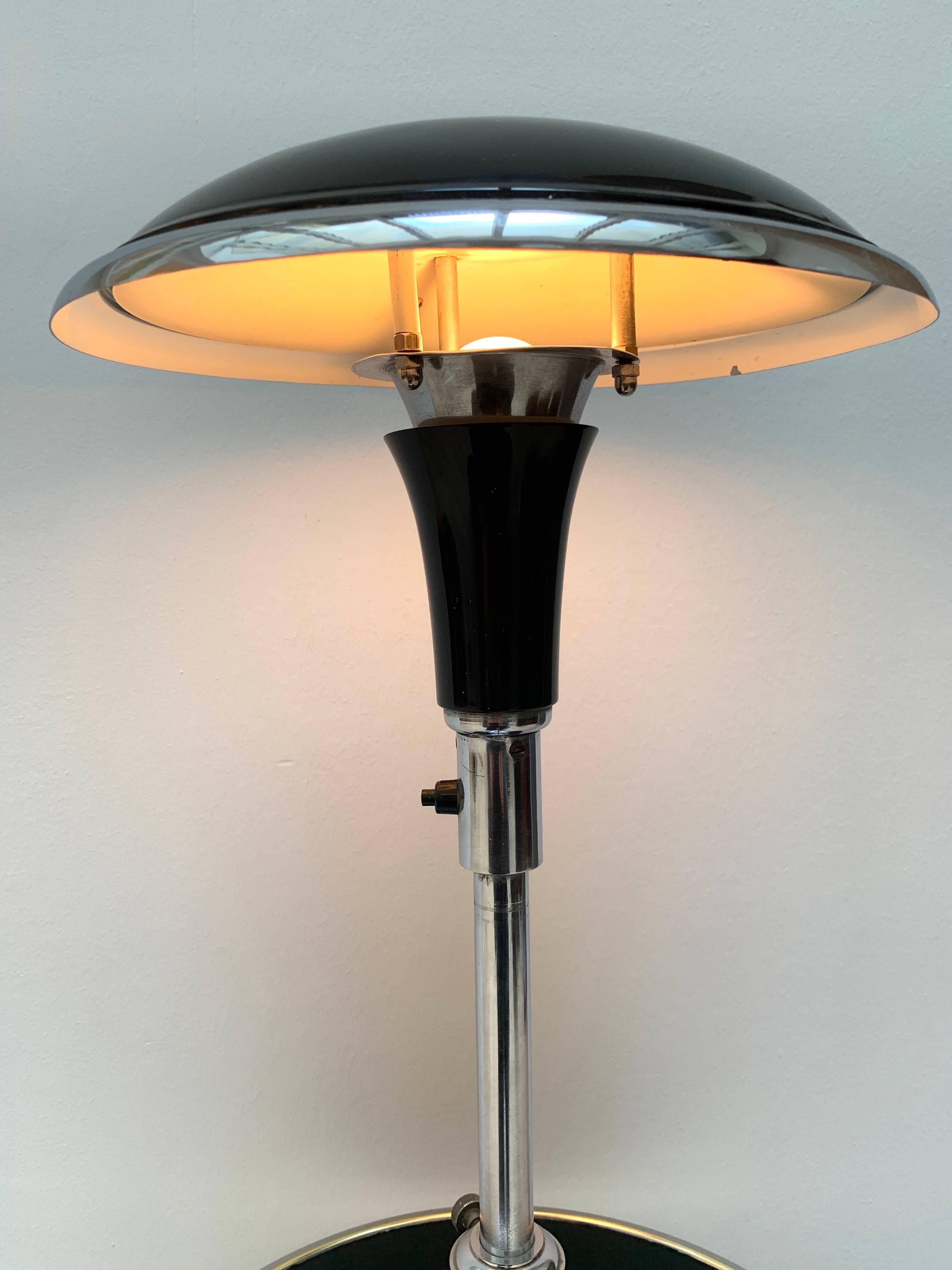 Art Deco Floor Lamp by Georges Halais, Chrome, Black Lacquer, France, circa 1930 6