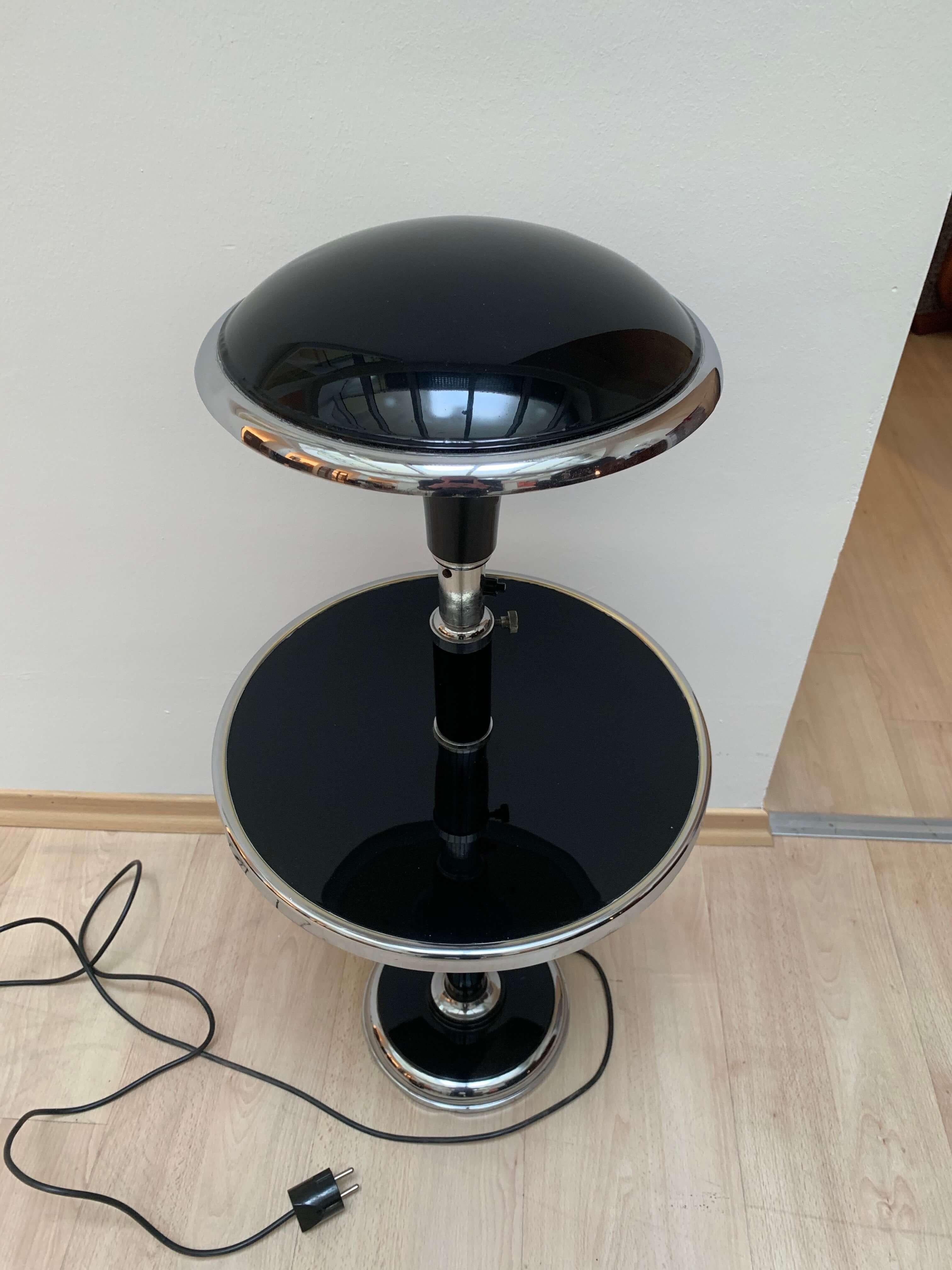 Art Deco Floor Lamp by Georges Halais, Chrome, Black Lacquer, France, circa 1930 7