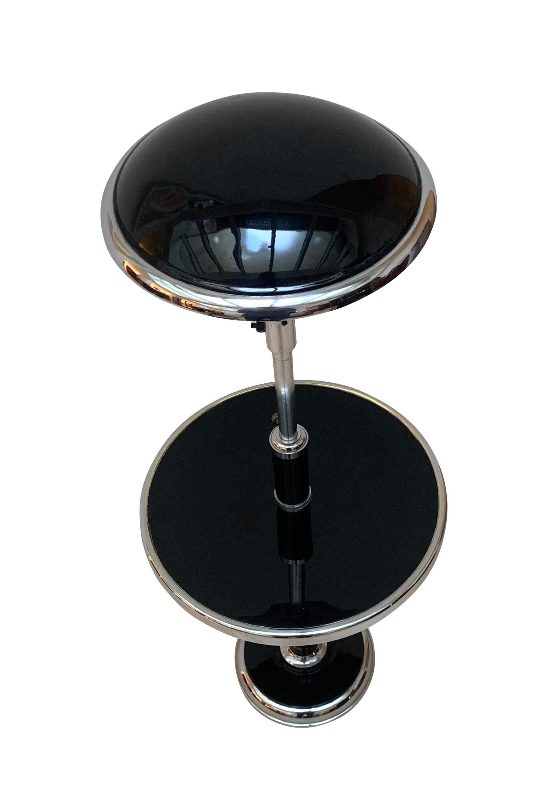 Rare, small Art Deco floor lamp with side table from George Halais, the lighting decorator of the Ocean Liner 