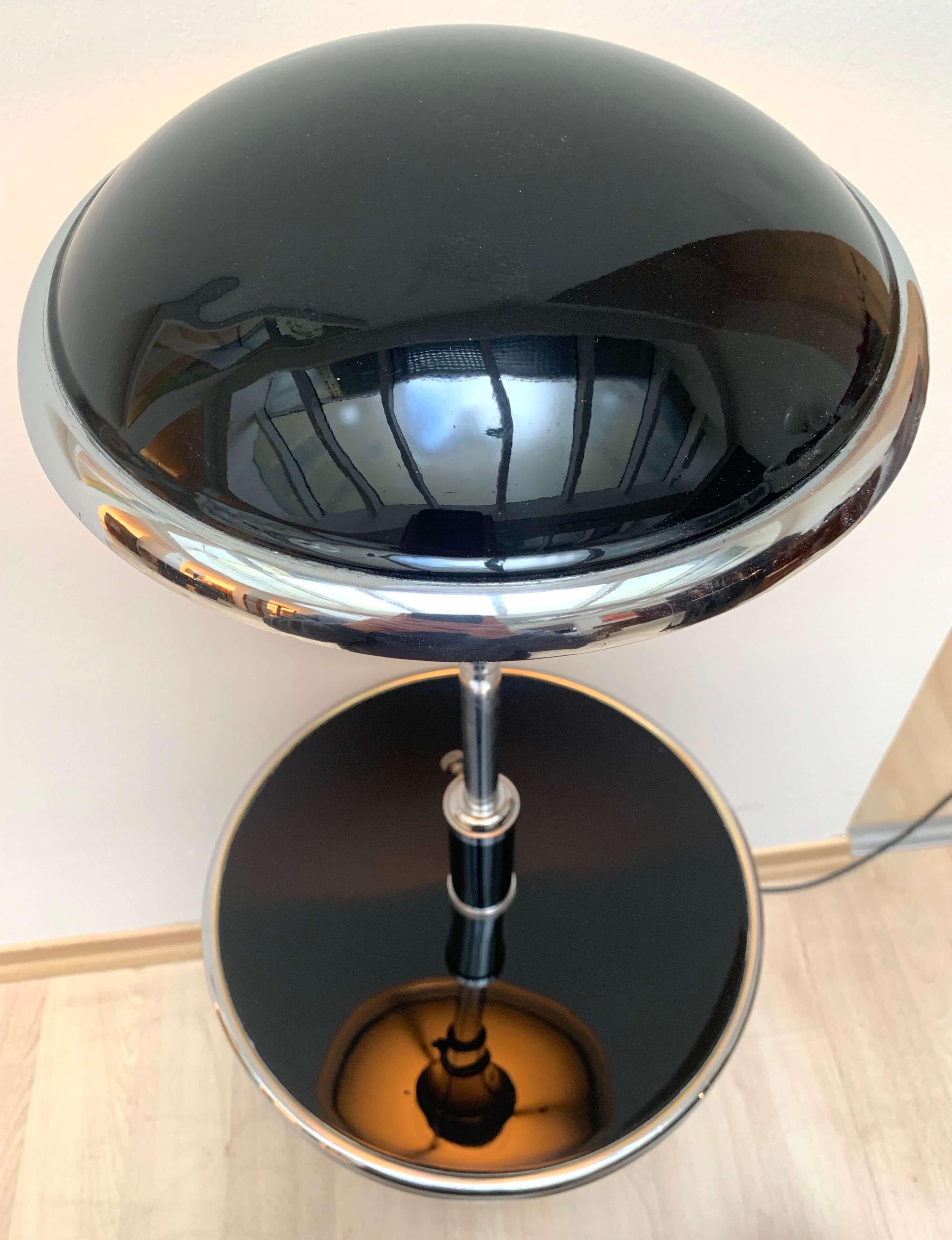 Art Deco Floor Lamp by Georges Halais, Chrome, Black Lacquer, France, circa 1930 2