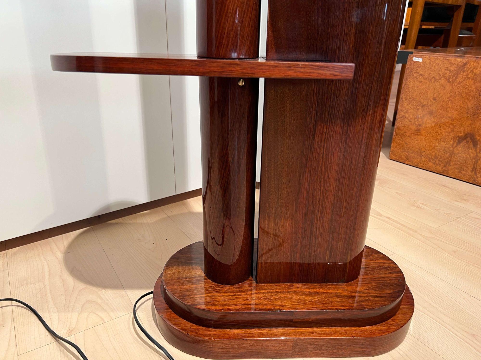 Art Deco Floor Lamp with Side Table, Walnut and Chrome, France, circa 1930 For Sale 3