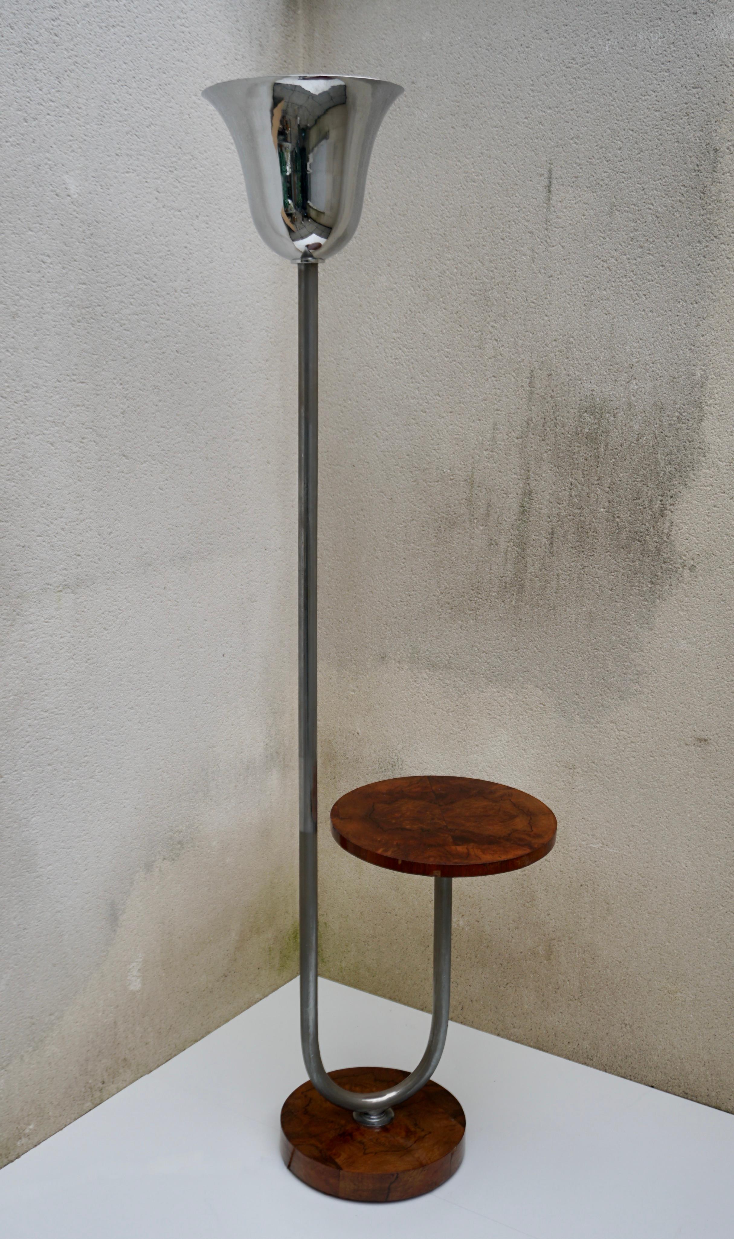 Italian Art Deco Floor Lamp with Table 1930s For Sale