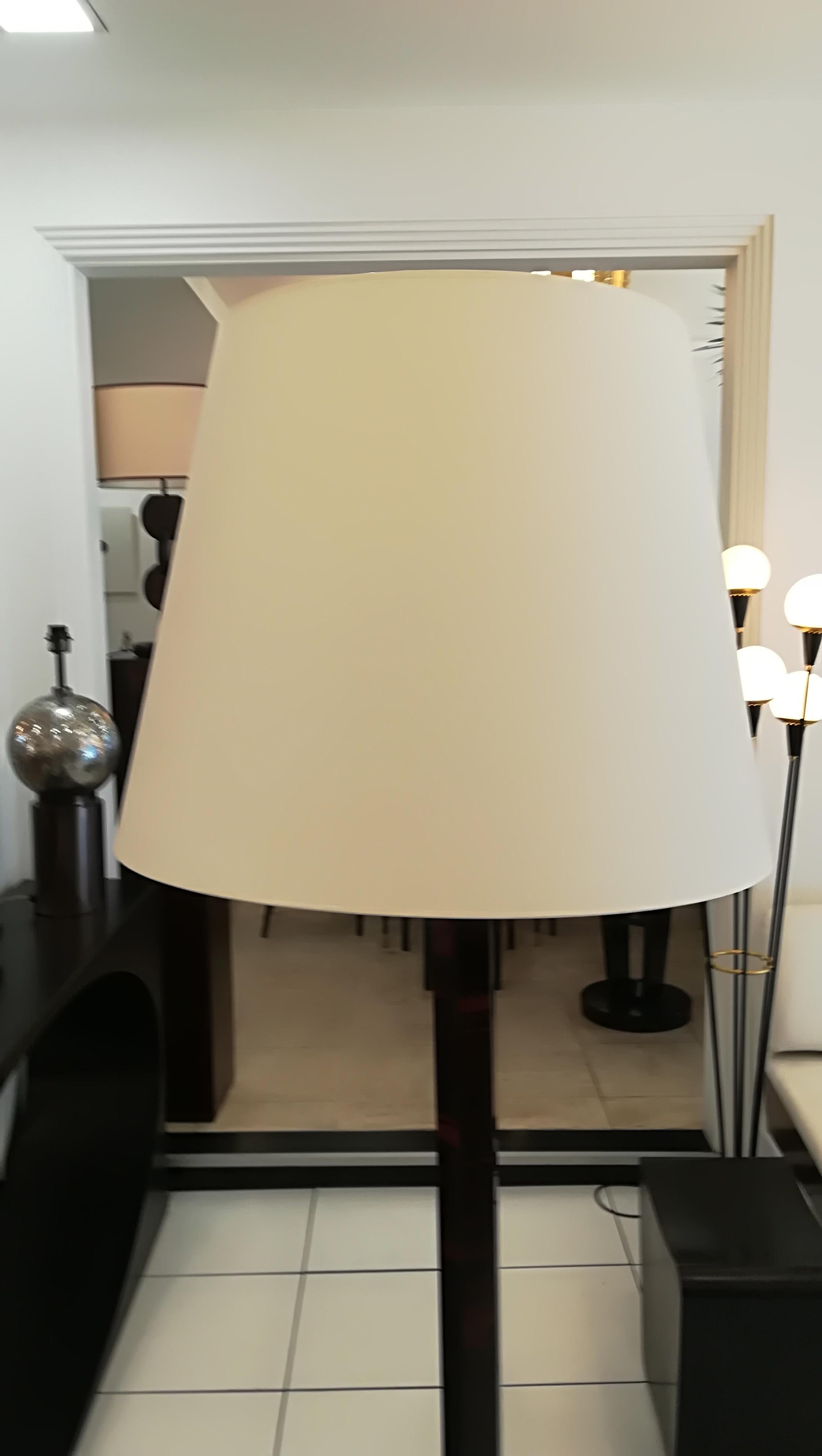 Art Deco Floor Lamp Wood with Aluminum Cup and Lampshade 5