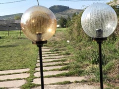 Art Deco Floor Lamps with Round Glass Shade, 1940s