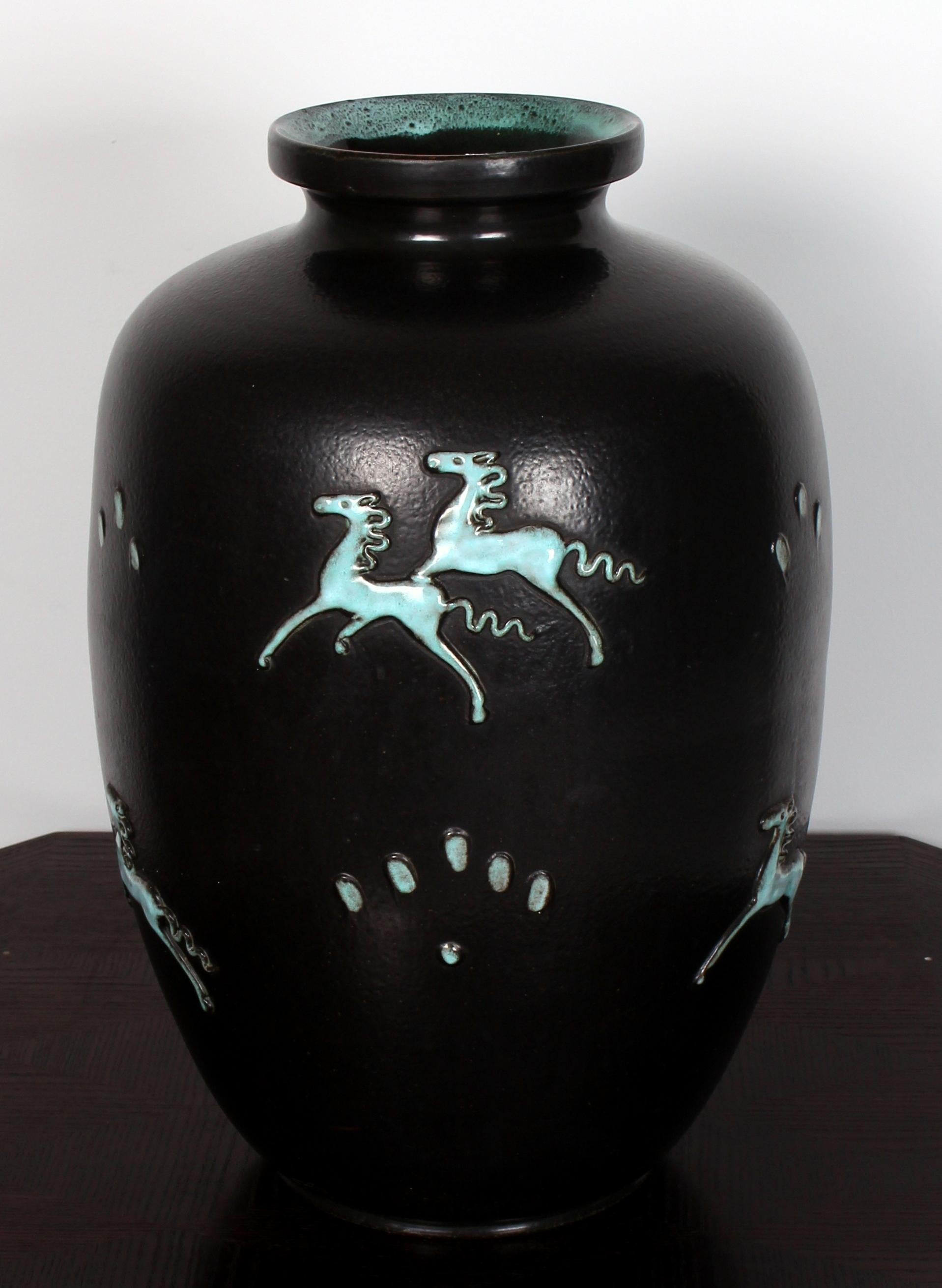 Art Deco Floor Vase Attr to Michael Powolny Wiener Keramik Schleiss Gmunden  For Sale 6