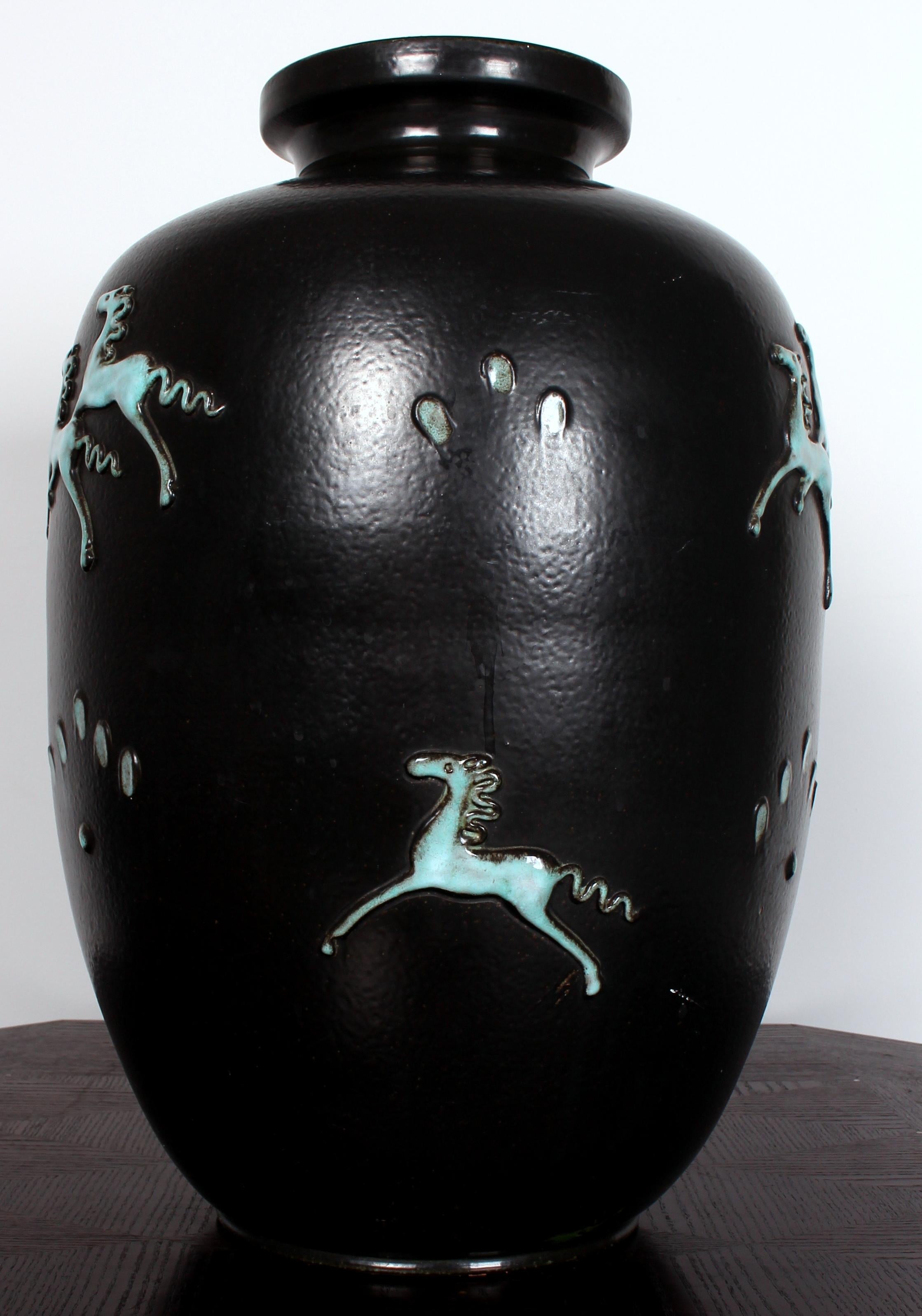 Art Deco Floor Vase Attr to Michael Powolny Wiener Keramik Schleiss Gmunden  In Good Condition For Sale In Kumhausen, DE