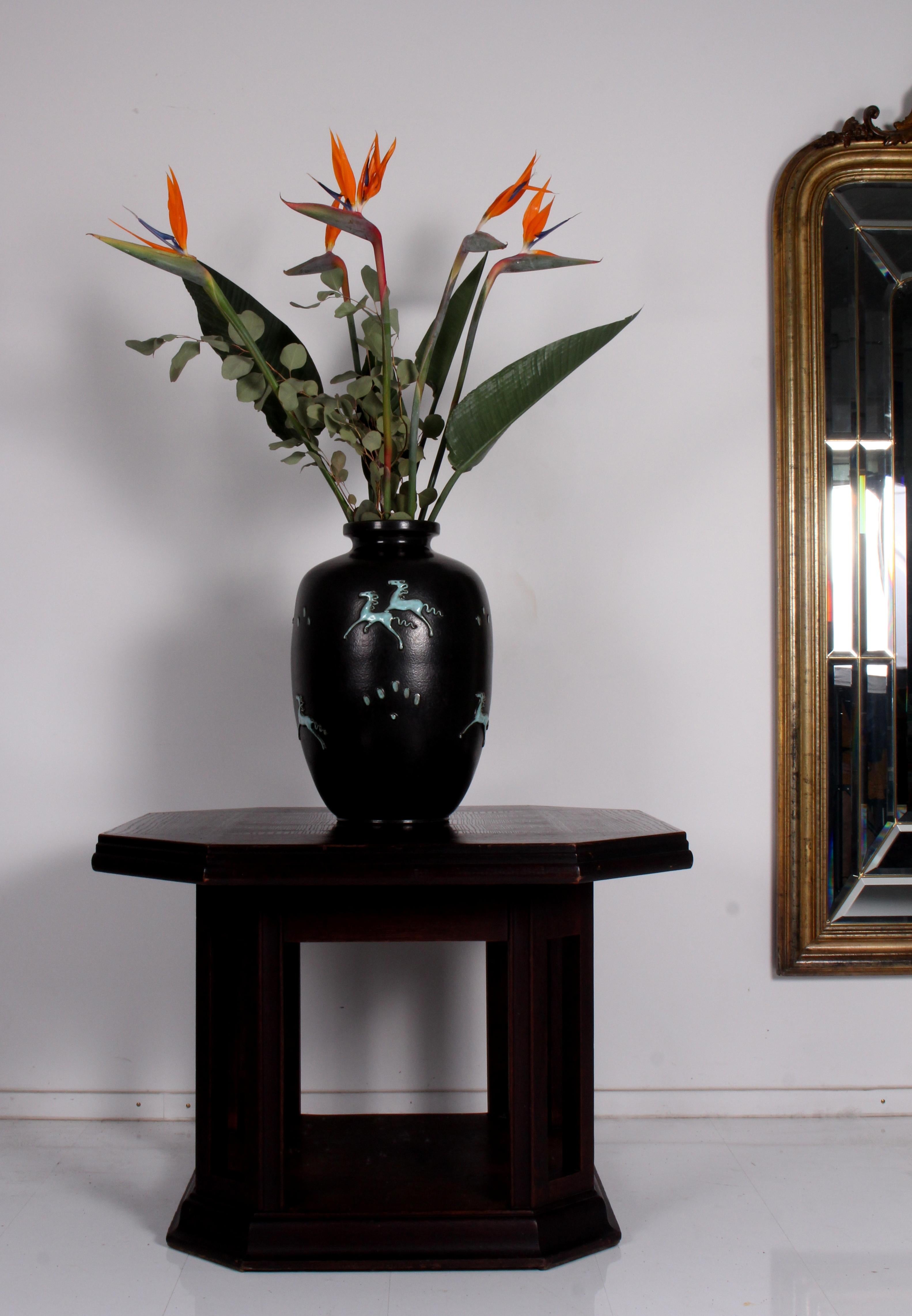 Austrian Art Deco Floor Vase Attr to Michael Powolny Wiener Keramik Schleiss Gmunden  For Sale