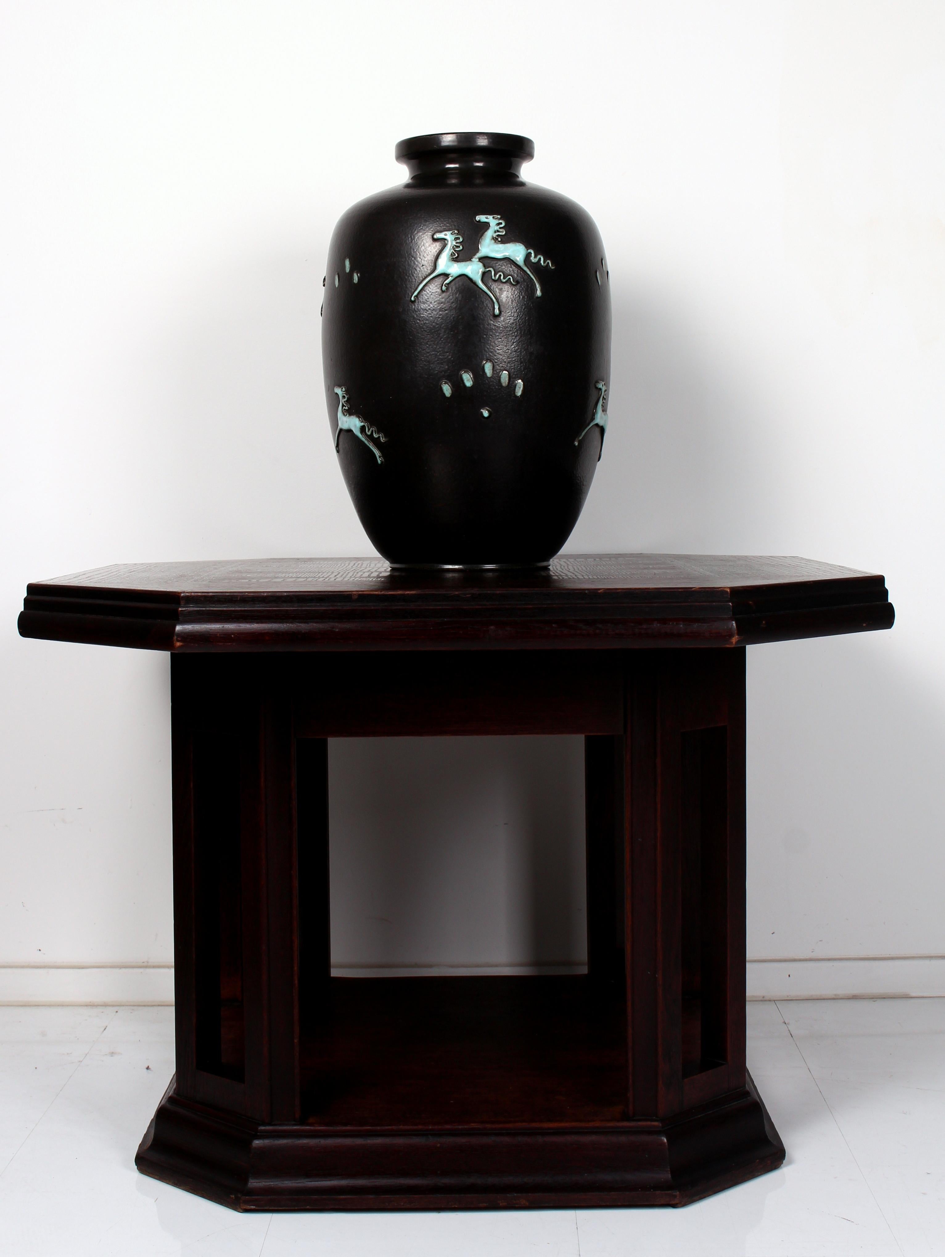 Mid-20th Century Art Deco Floor Vase Attr to Michael Powolny Wiener Keramik Schleiss Gmunden  For Sale