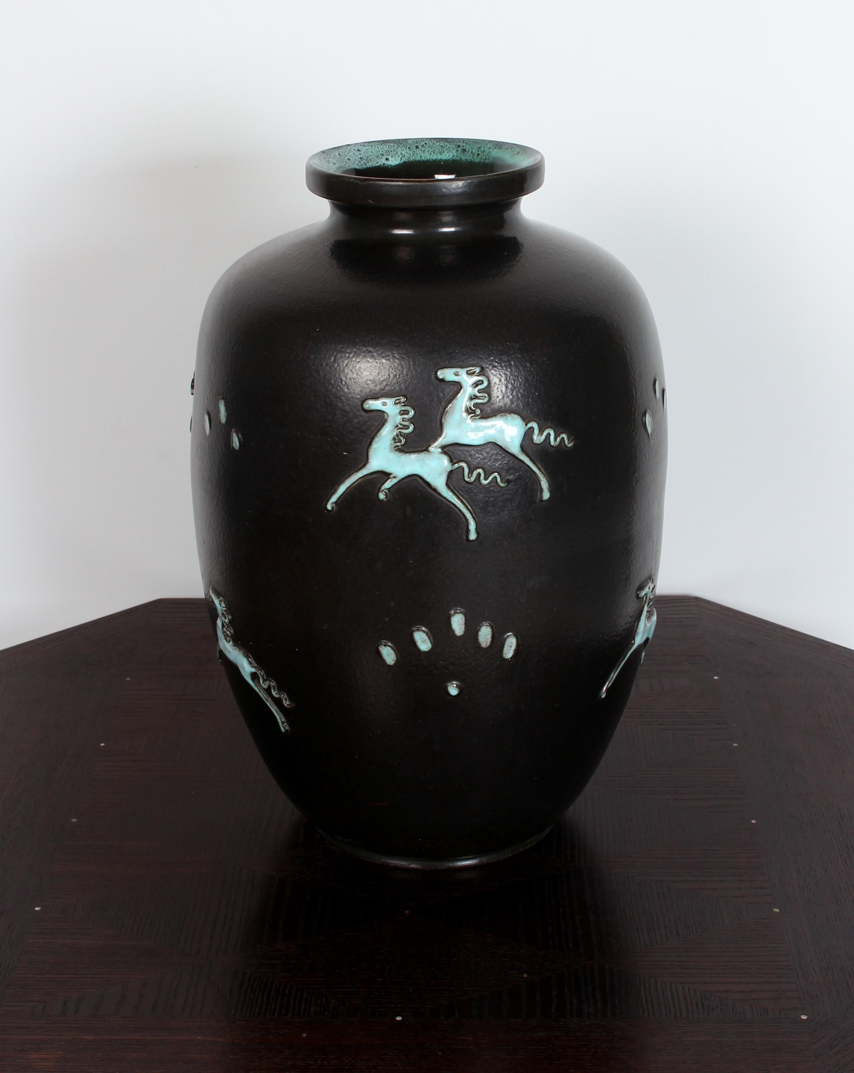Art Deco Floor Vase Attr to Michael Powolny Wiener Keramik Schleiss Gmunden  For Sale 4