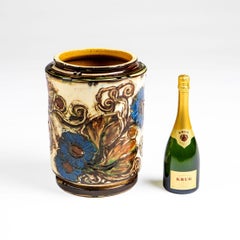 Art Deco Floor Vase with Floral Relief by Herman August Kähler