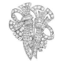 Antique Art Deco Flora Motif Diamond Double-Clip Brooch