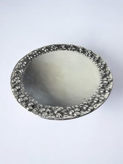 Art deco Floral Circular tray, solid aluminium, Spain, 1960's