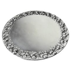 Art deco Floral Circular tray, solid aluminium, Spain, 1960's