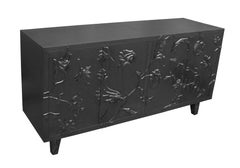 Art Deco Floral Credenza in Fine Hmrd. Antq. Bronze – Carved Metal Cabinet
