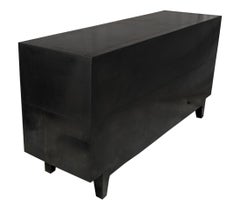 Art Deco Floral Credenza in Smooth Antq. White Bronze – Carved Metal Cabinet