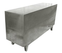 Art Deco Floral Credenza in Smooth White Bronze – Carved Metal Cabinet