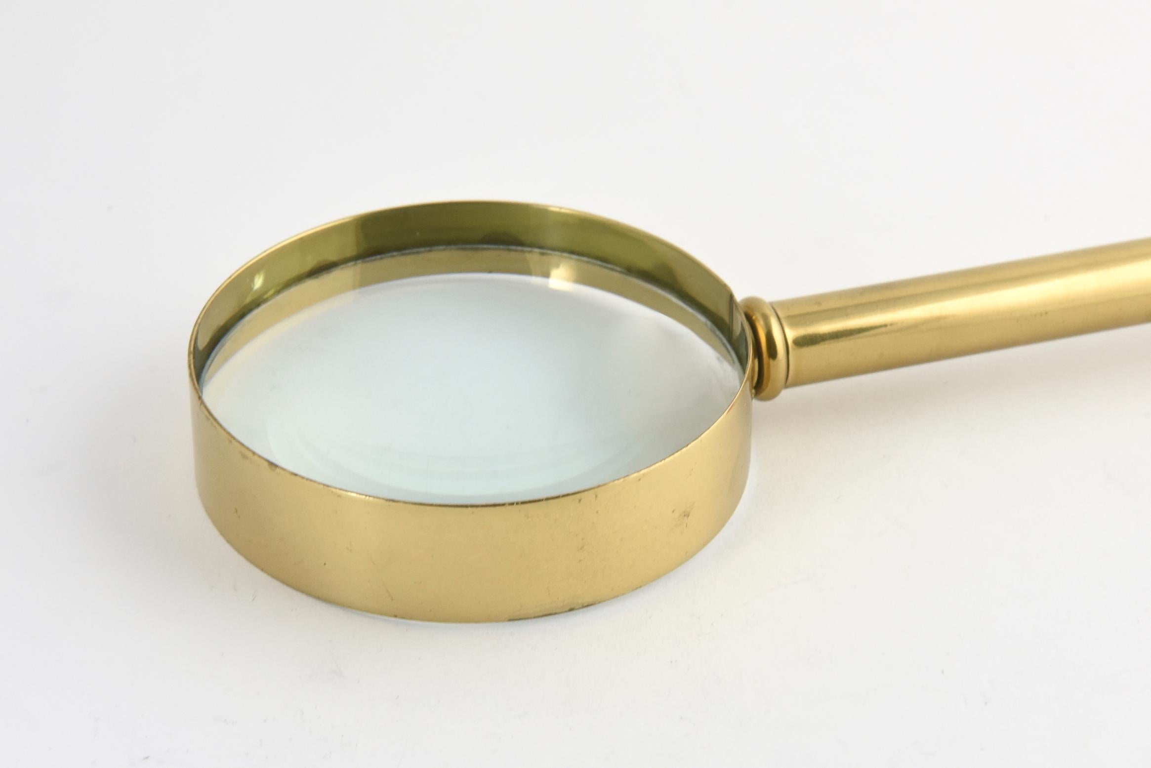 Art Deco Floral Crystal and Brass Magnifier For Sale 3