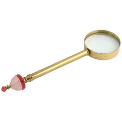 Art Deco Floral Crystal and Brass Magnifier