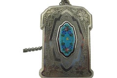 Art Deco Floral Guilloche Emaille kompaktes Portemonnaie von Marathon