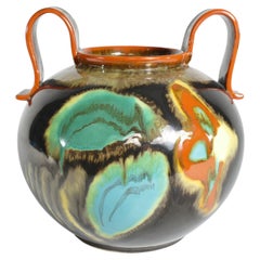 Art Deco Floral Motif Vase, Upsala Ekeby, Sweden 1930s