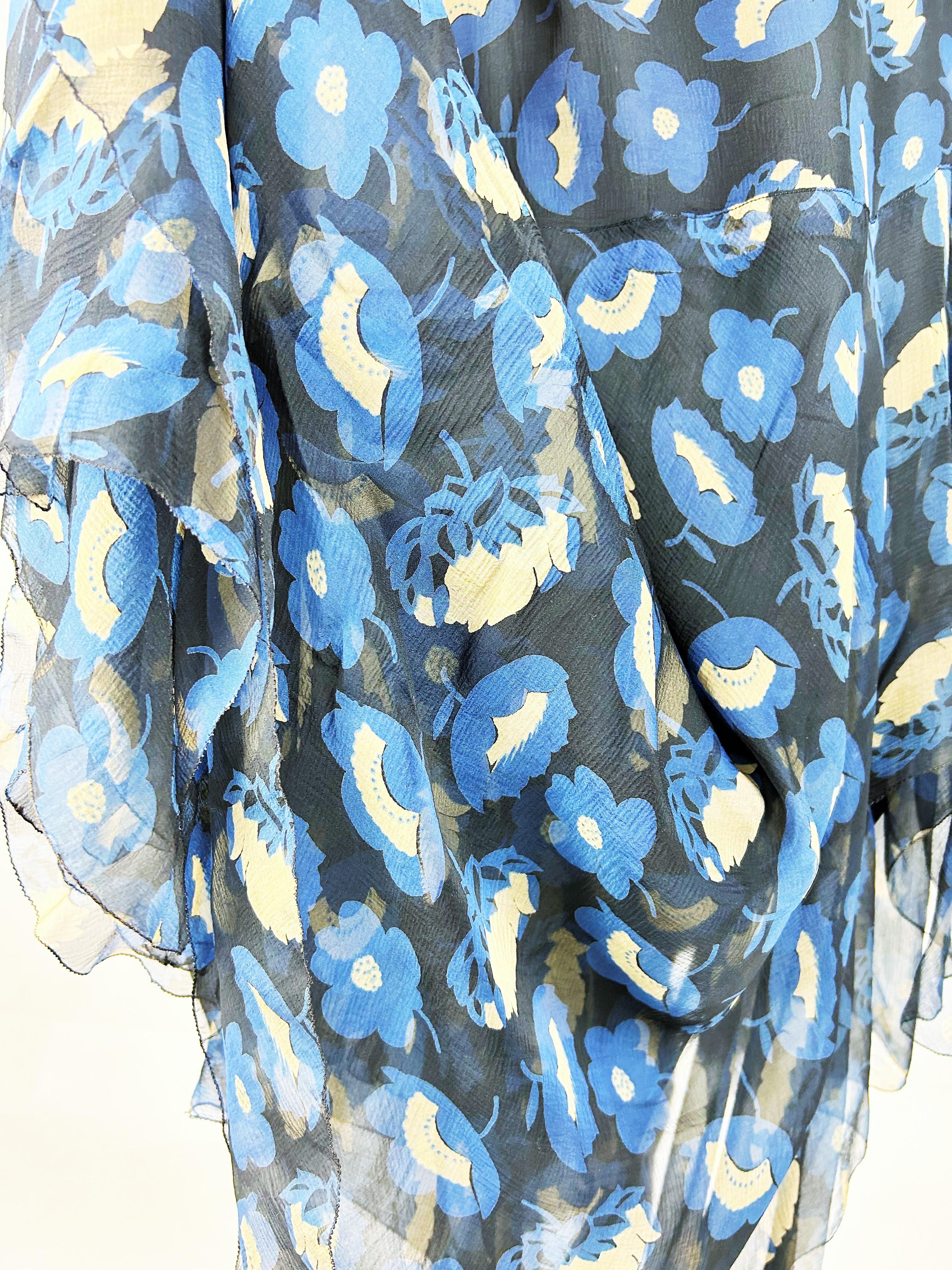 Vestido Art Déco de gasa con estampado floral - Francia Circa 1930 en venta 6