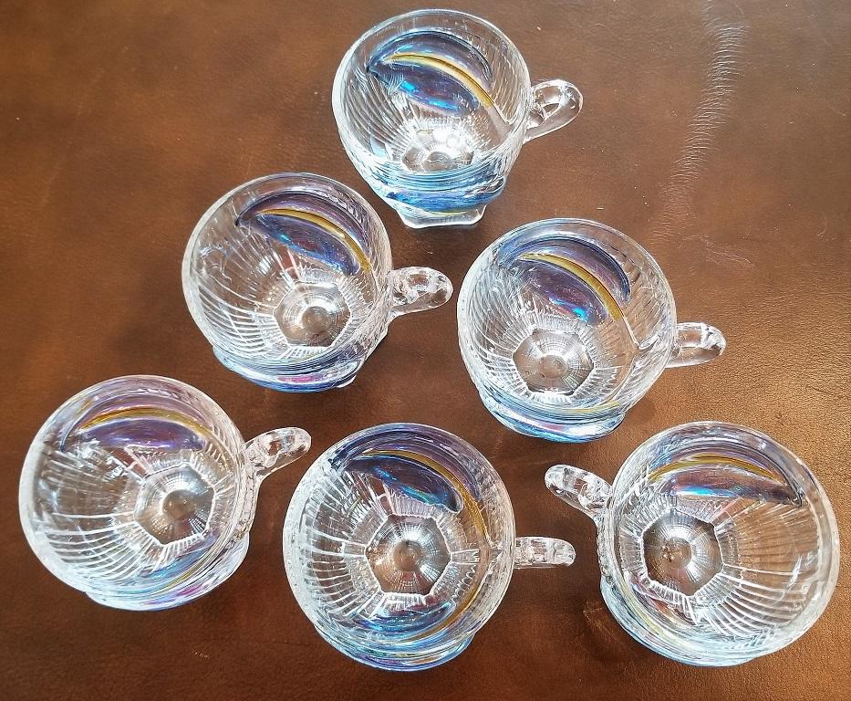 Art Deco Floral Punch Bowl and 6 Matching Glasses For Sale 2