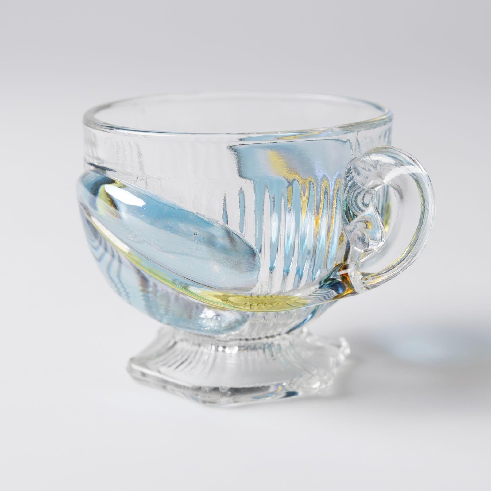 Art Deco Floral Punch Bowl & 6 Matching Glasses im Angebot 2