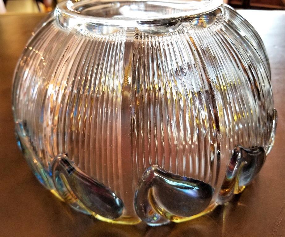 Art Deco Floral Punch Bowl and 6 Matching Glasses In Good Condition For Sale In Dallas, TX