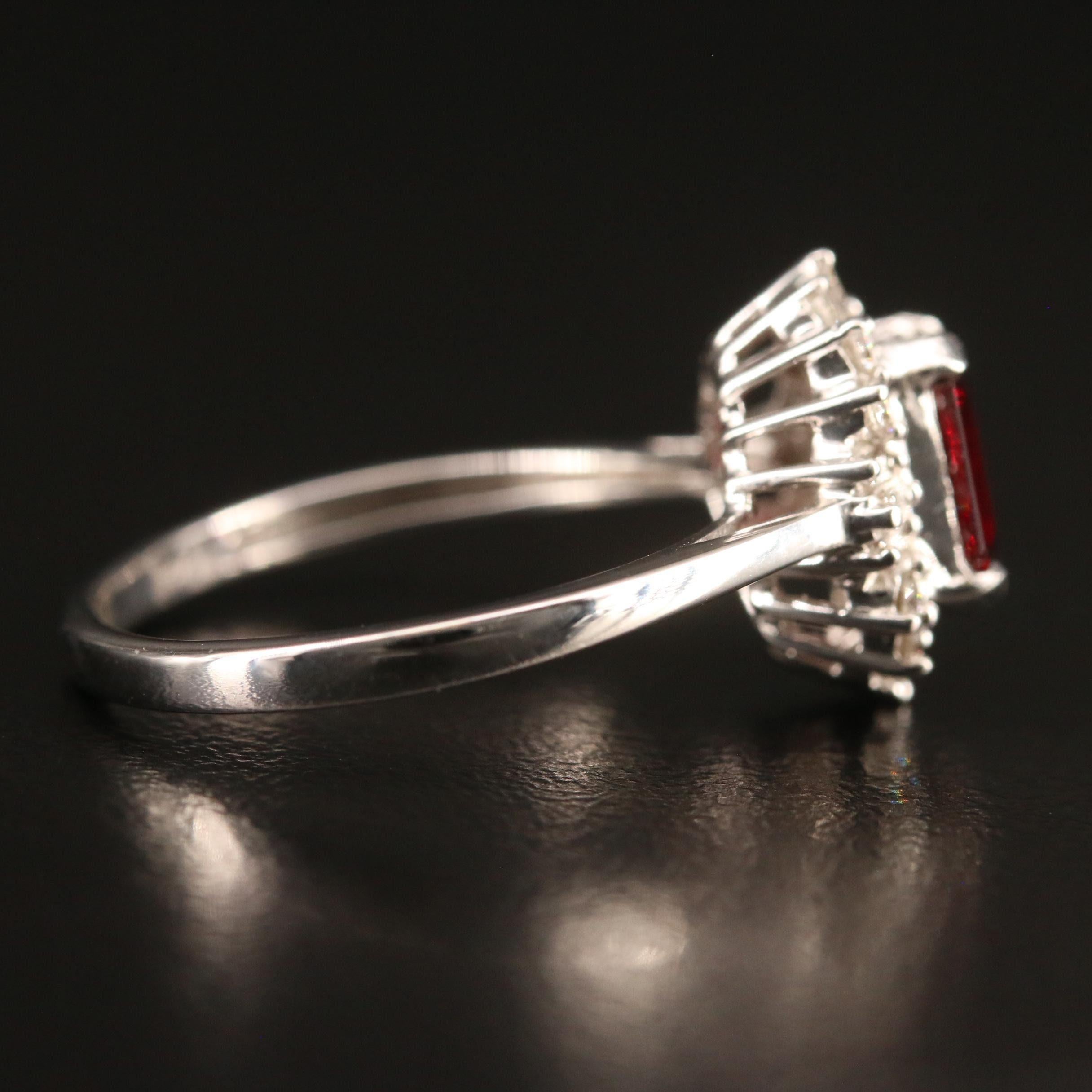 For Sale:  Art Deco Floral Ruby Diamond Engagement Ring Halo Ruby Diamond Wedding Ring 5