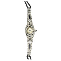 Reloj de Vestir Art Déco Floral Zafiro Diamante para Señora