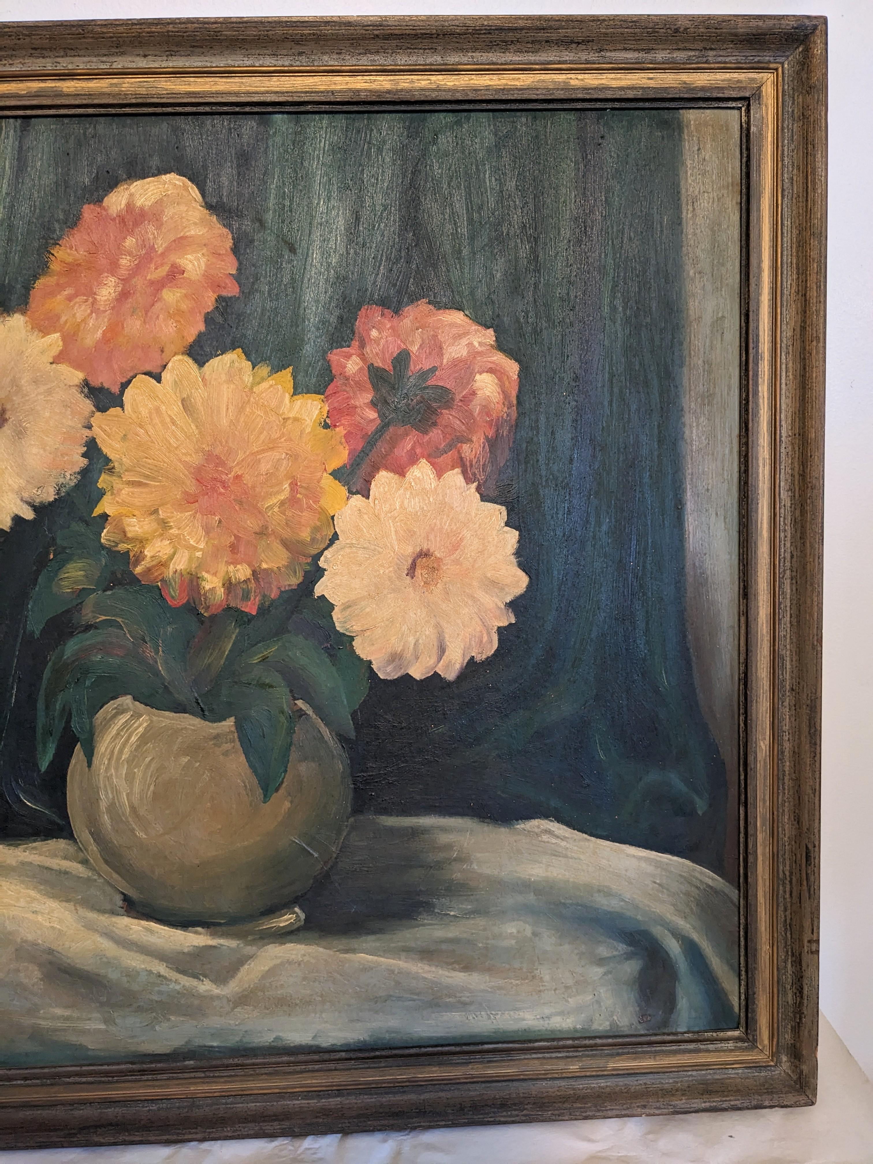Art-Déco-Blumenstudie (Mitte des 20. Jahrhunderts) im Angebot