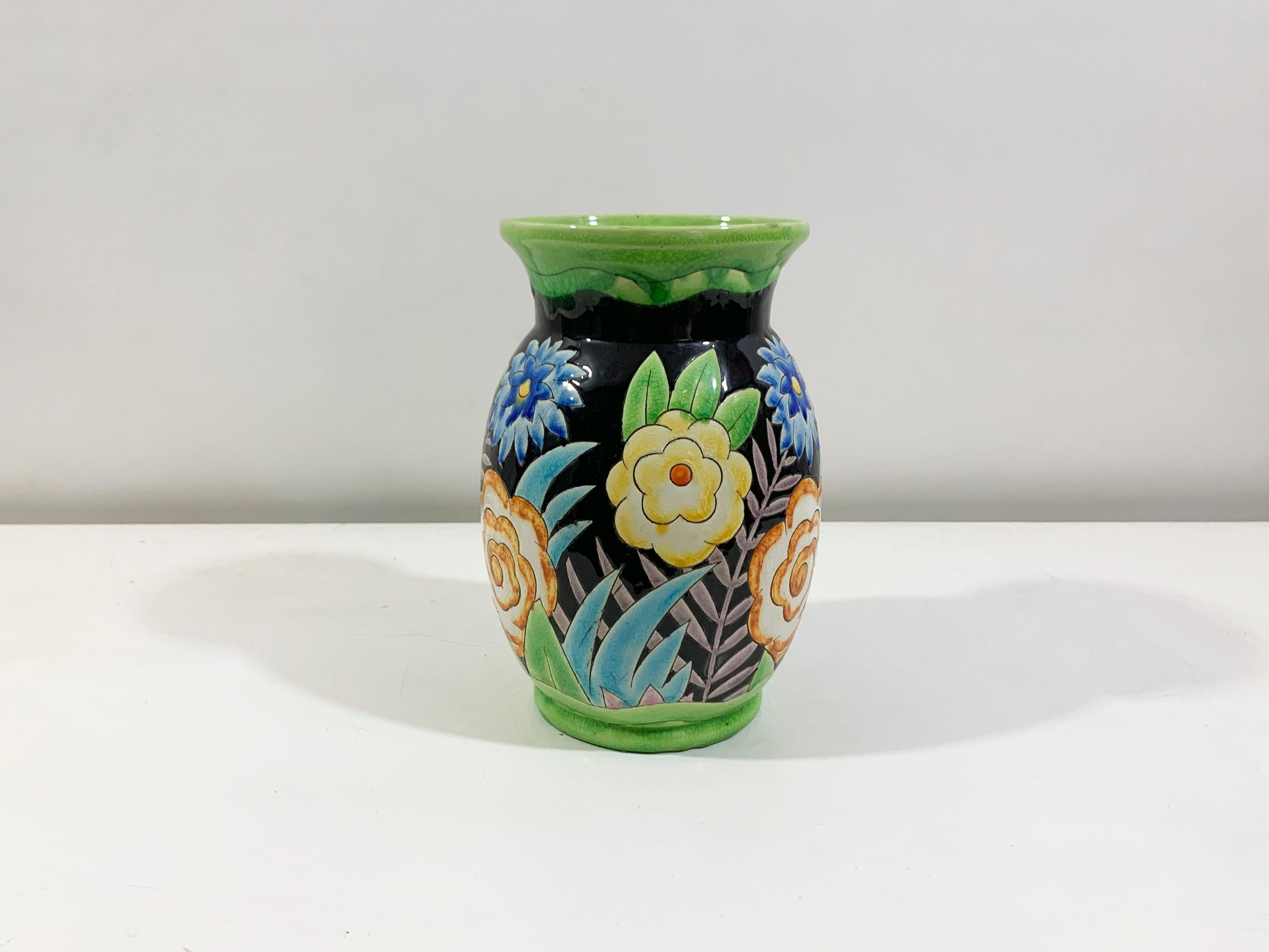 Early 20th Century Art Deco Floral Vase by Charles Catteau stamped 